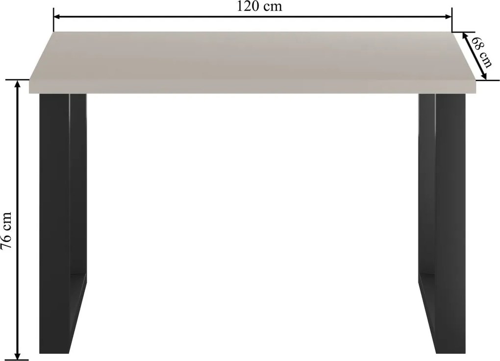 Vintino Jedálenský stôl ALVARO 120 × 68 cm – kašmír / čierna oceľ