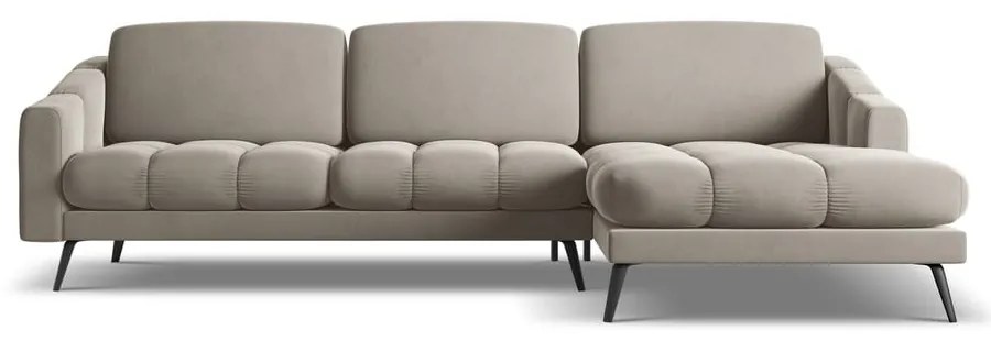 Béžová zamatová rohová pohovka (pravý roh) Nalu – Makamii