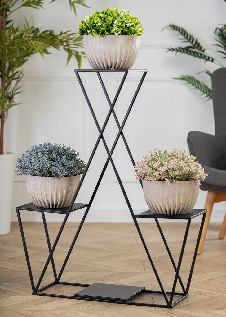 STOJAN NA KVETINÁČ BEN 95X78X24 CM ČIERNA