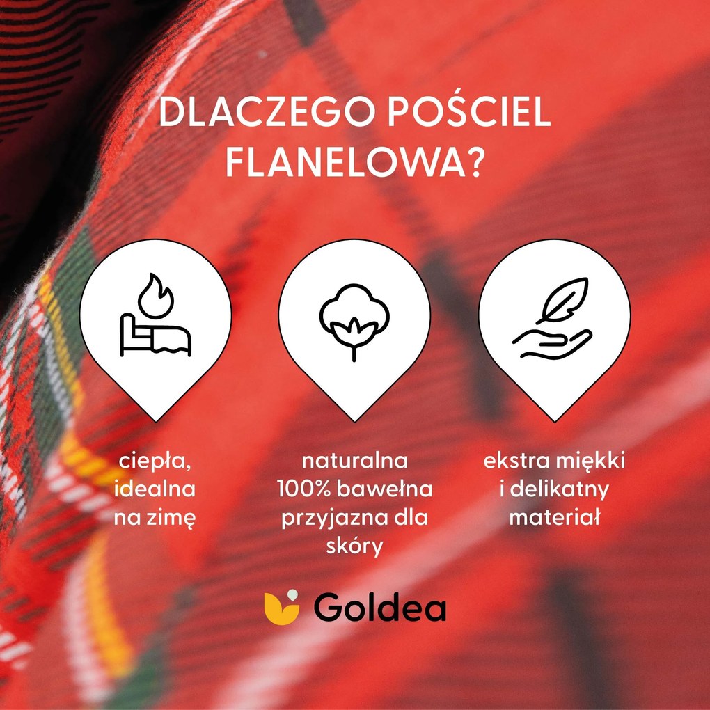 Goldea flanelové posteľné obliečky - červené káro 160 x 200 a 2ks 70 x 80 cm
