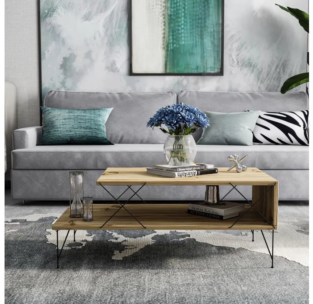 Konferenčný stolík LOIRE 40x100 cm béžová/čierna