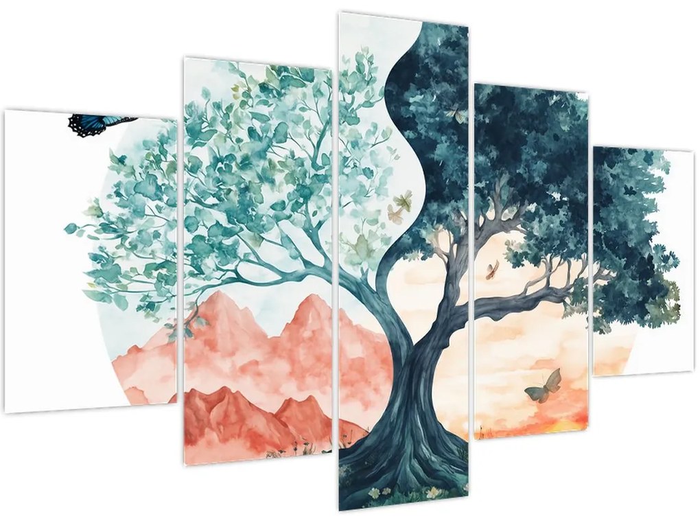 Obraz – Akvarelový strom plný života (150x105 cm)