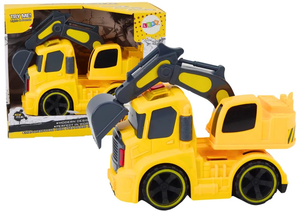 LEAN TOYS Bager, zvuky, svetlá – žltá