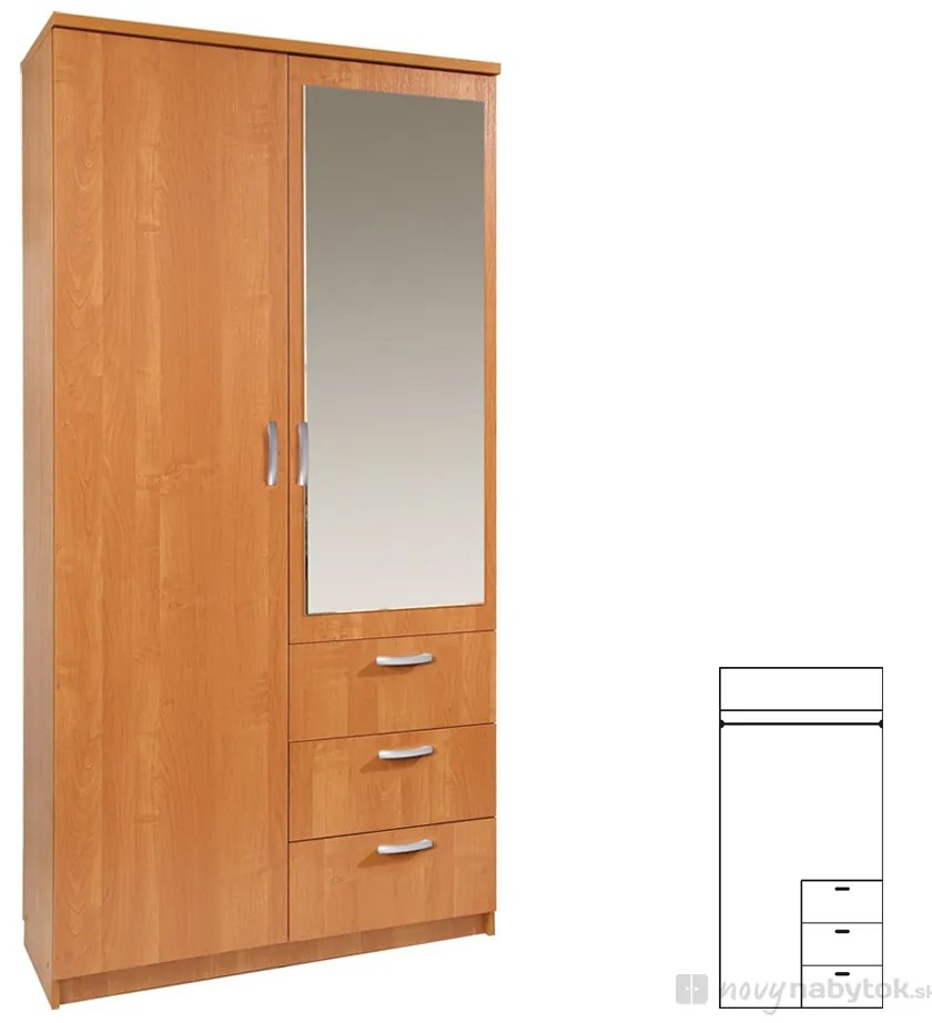 Šatníková skriňa Pembury 100/40 (so zrkadlom). Vlastná spoľahlivá doprava až k Vám domov. 746575