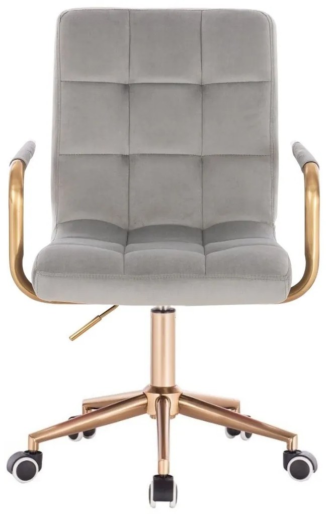 LuxuryForm DESIGN Stolička VERONA GOLD VELUR na zlatej podstave s kolieskami - svetlo šedá