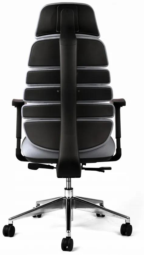 Kancelárska ergonomická stolička SPINE s podhlavníkom — látka, nosnosť 130 kg, viac farieb Sivá