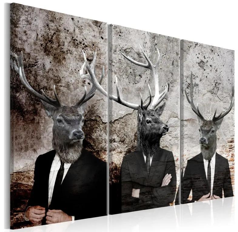 Artgeist Obraz - Deer in Suits I Veľkosť: 120x80, Verzia: Na talianskom plátne