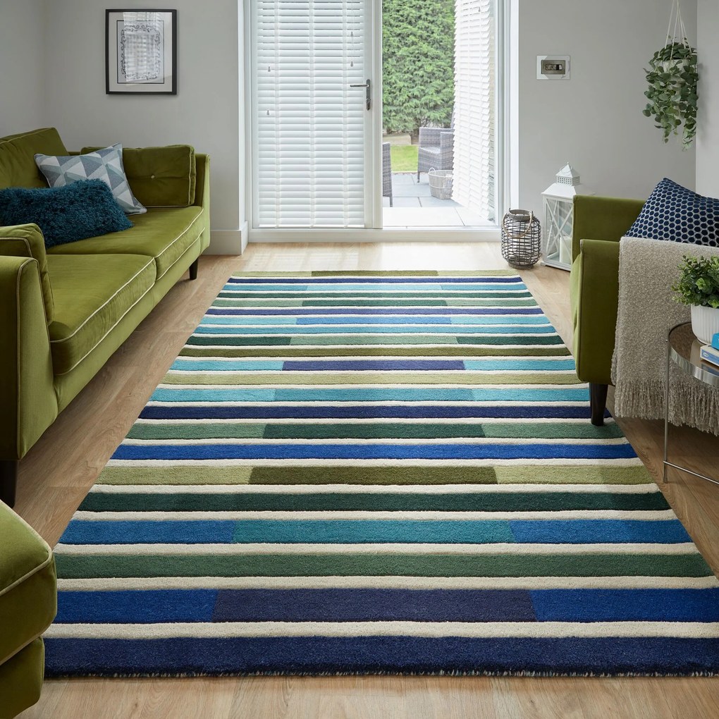 Flair Rugs koberce Ručne všívaný kusový koberec Illusion Piano Green/Multi - 120x170 cm