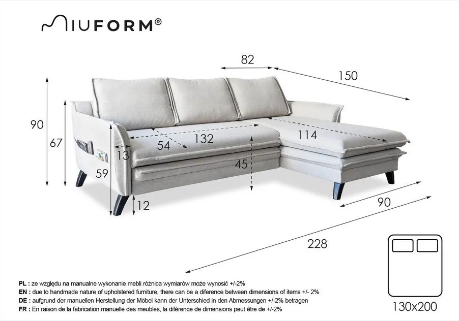 Tmavosivá rozkladacia rohová pohovka (pravý roh) Charming Charlie – Miuform