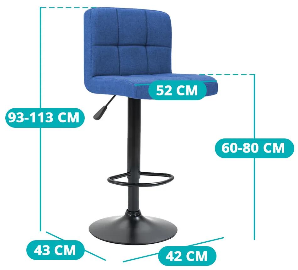 Barové stoličky s látkovým poťahom, 2 ks, rôzne farby- modré