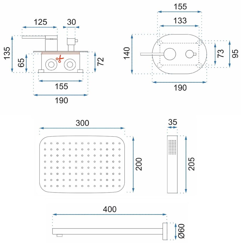 Rea Oval, podomietková sprchová sada + BOX, chrómová, REA-P8415