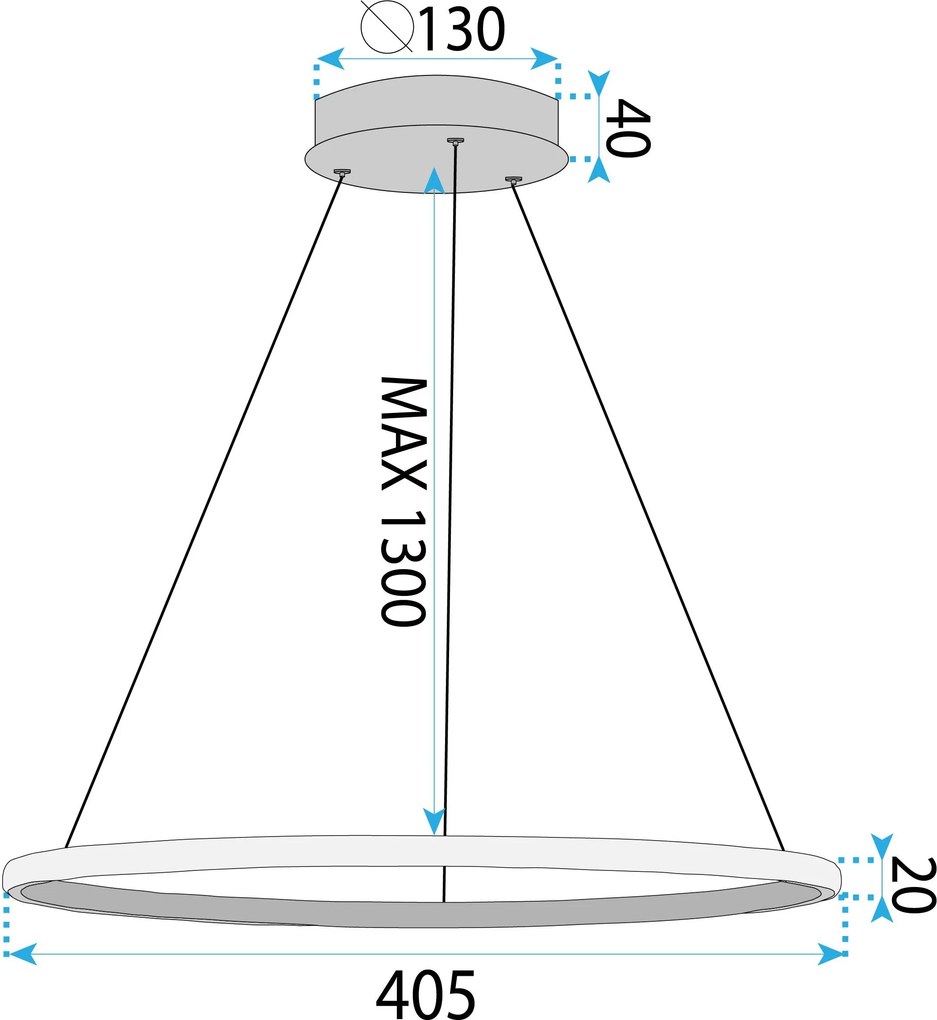 Toolight Toolight, LED stropné svietidlo 40cm, 24W, 3000K, LHJ011-CP, čierna, OSW-60006