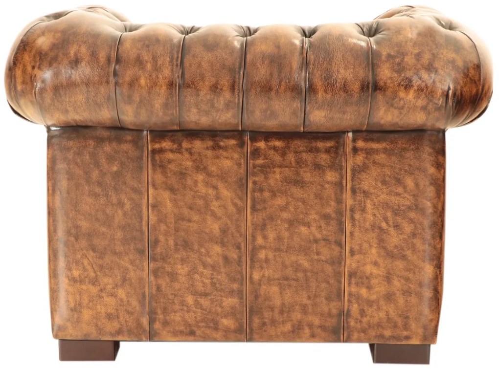 furniture-nabytek.cz - Pohovka jednomístná Chesterfield Tiffy z pravé hovězí kůže Whisky