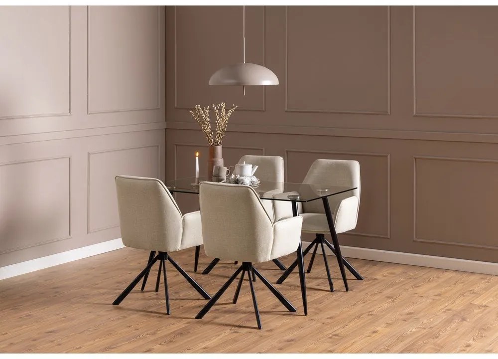 Béžové čalúnené jedálenské kreslá v súprave s podrúčkami 2 ks Glenda – Actona