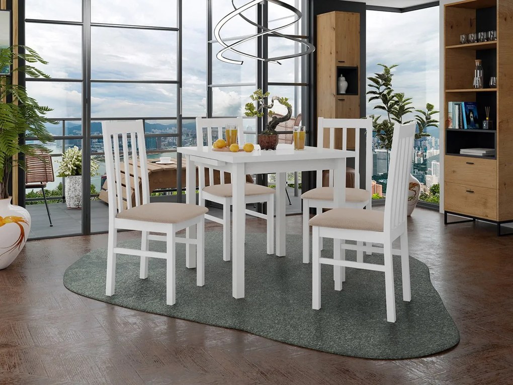 Rozkladací stôl so 4 stoličkami AL14, Morenie: biela - L, Poťahové látky: 25x - Paros 2