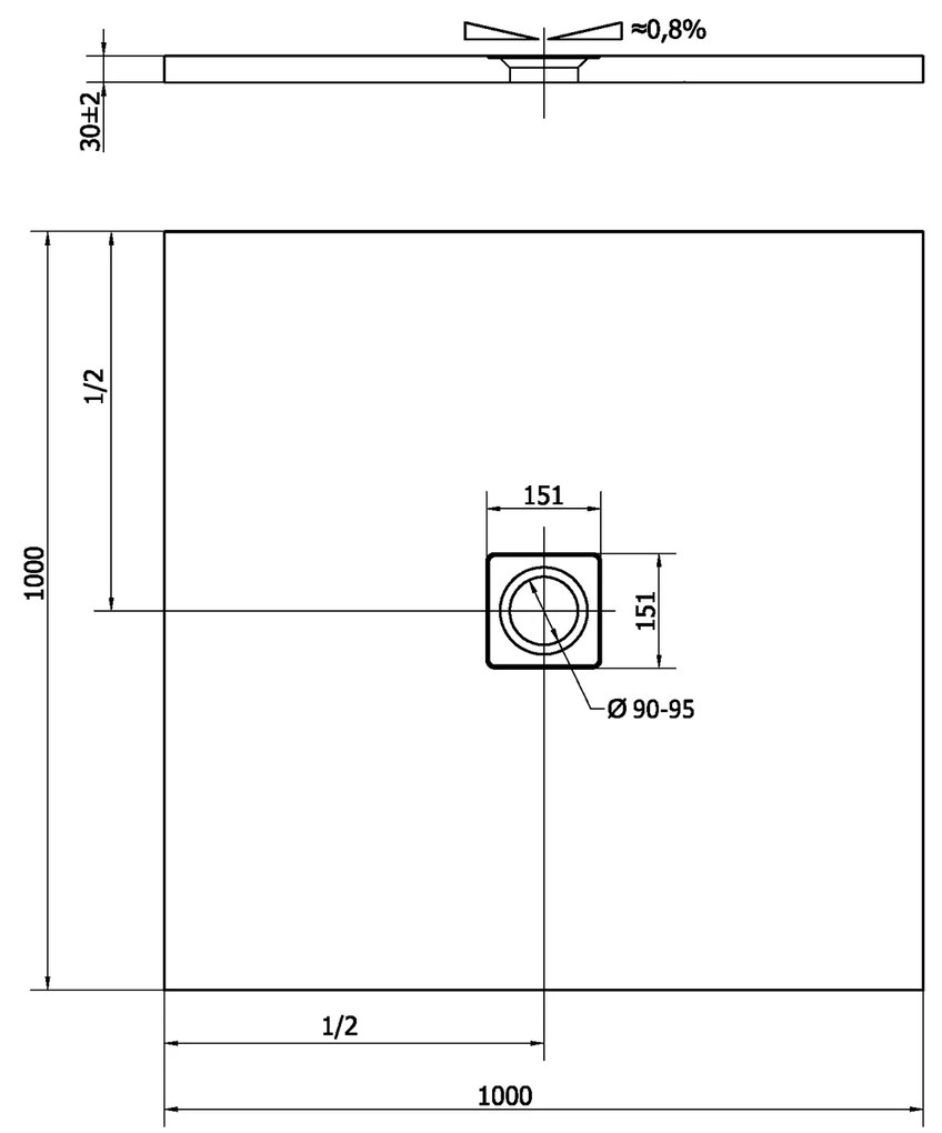 Polysan Polysan, FLEXIA sprchová vanička z liateho mramoru s možnosťou úpravy rozmeru 100x100cm, 71552