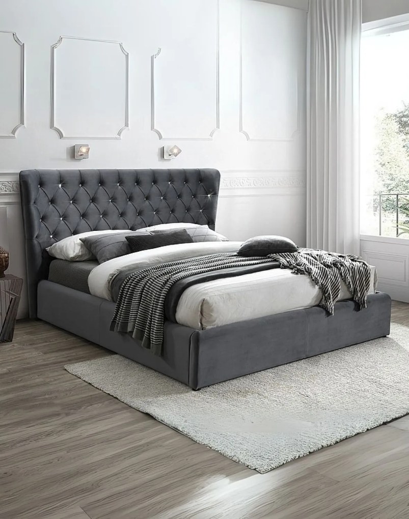 Čalúnená posteľ s kryštálmi Carven Velvet Bluvel 14