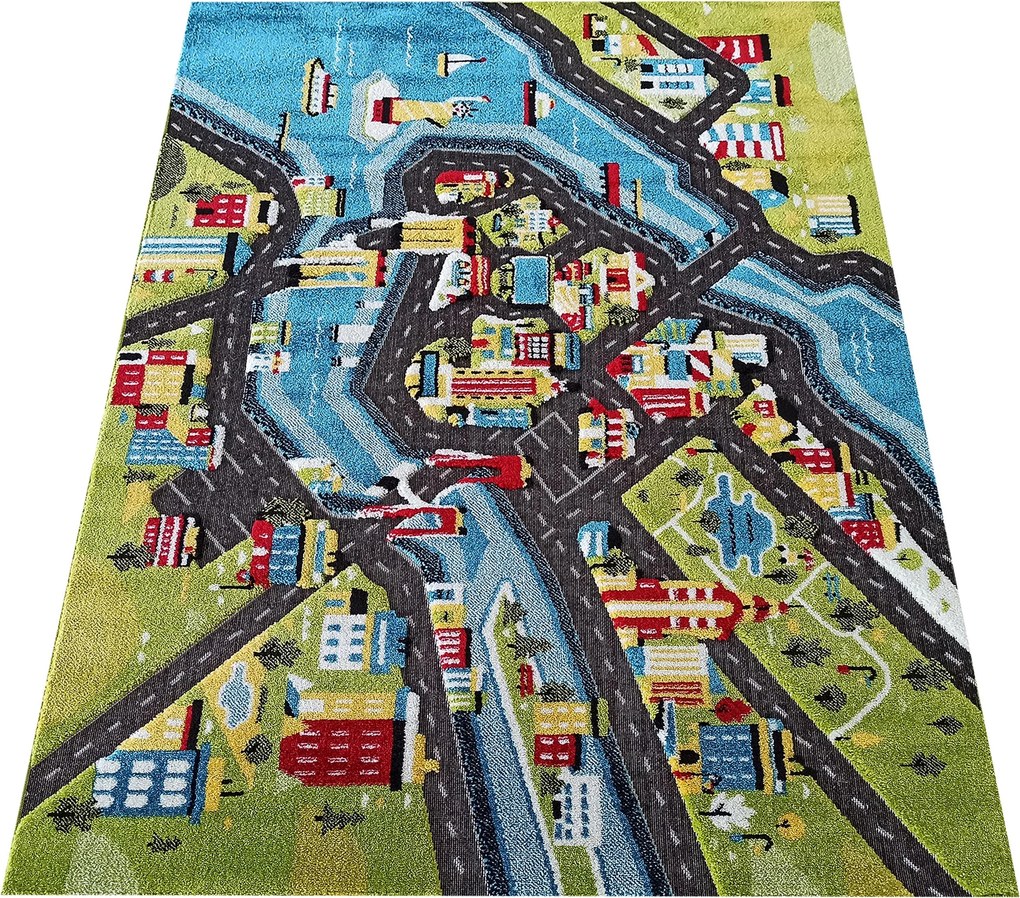 DY Detský farebný koberec s motívom mesta Color Kids 03 Rozmer: 100x150 cm