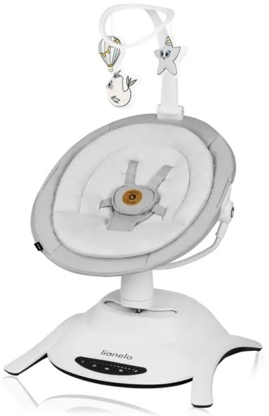 Lionelo - Detské húpacie lehátko s melódiou 2 v 1 BELLA Grey Concrete + diaľkové ovládanie