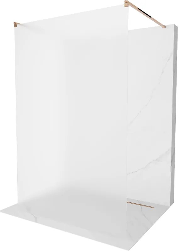 Mexen Kioto, priechodná sprchová zástena 110 x 200 cm, 8mm sklo námraza, 2x ružové zlato stabilizačná rozpera, 800-110-002-60-30