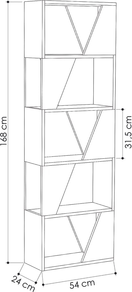 Moderná knižnica Houseland FRAME biela