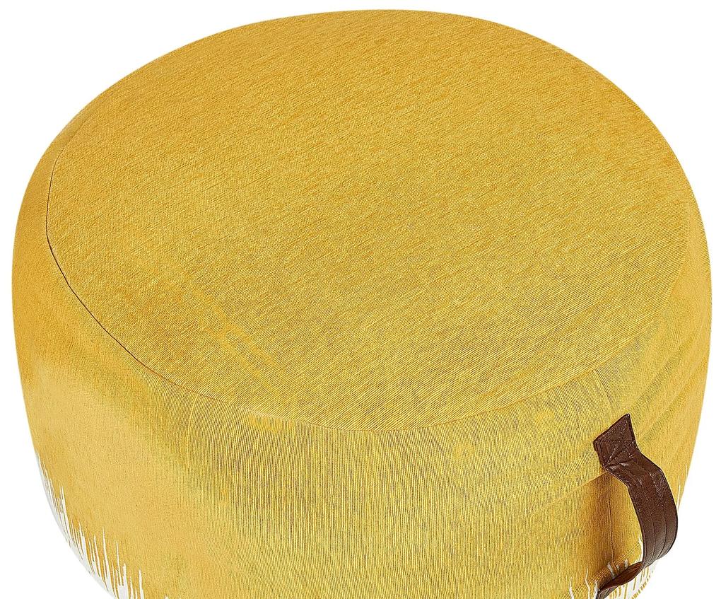 Bavlnená taburetka 50 x 30 cm žltá/biela KAWAI Beliani