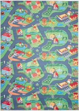 TA Detský koberec B-601 FLANNEL PRINTED Zelený Obdĺžnikový Rozmer: 120x170 cm