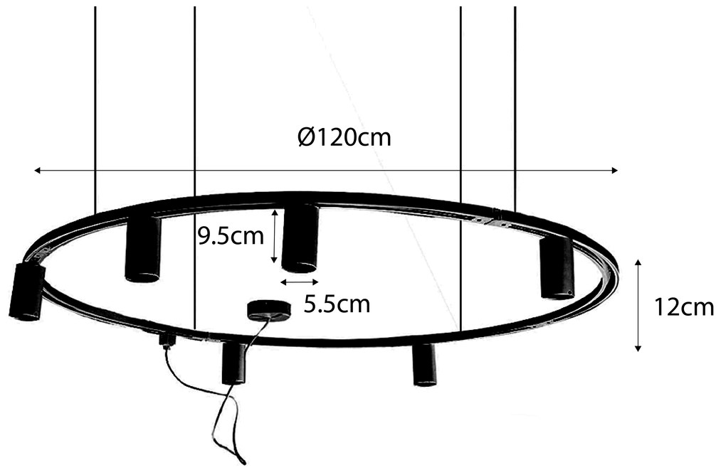 Moderný závesný koľajnicový systém svietidiel so 6 reflektormi biely 1-fázový GU10 50 mm - Iconic Ruby Honey
