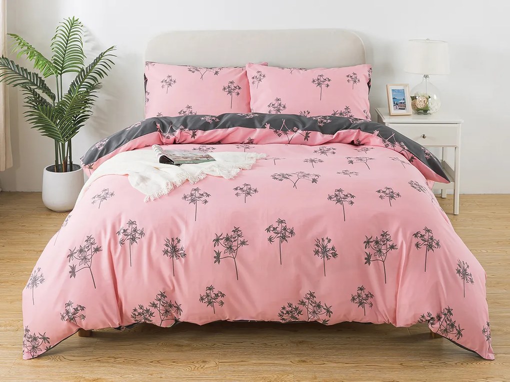 XPOSE® Predĺžené bavlnené Renforcé obliečky IDIL - sivé/ružové