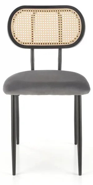 Jedálenská stolička VANTA — kov, umelý ratan, šedá