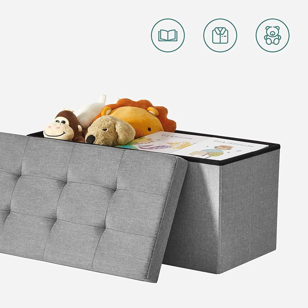 Taburetka 80 L, lavica s úložným priestorom, nosnosť do 300 kg, 38 x 76 x 38 cm, svetlosivá