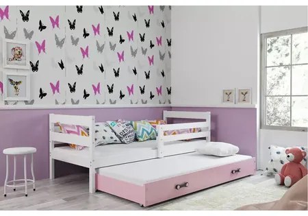 Detská posteľ s výsuvnou posteľou ERYK 200x90 cm Biela Ružová