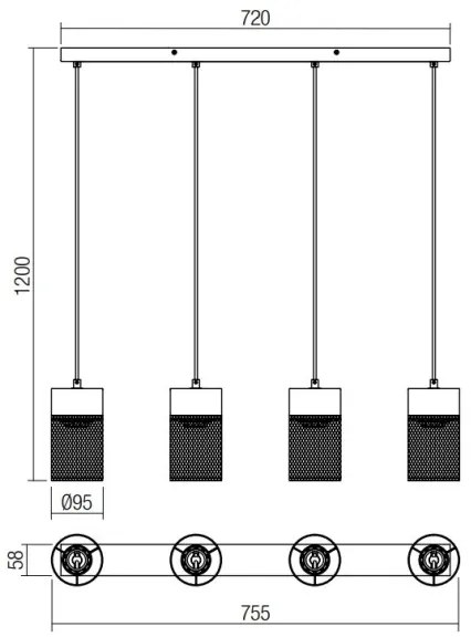 Redo 01-3143 - Luster na lanku STEM 4xE27/42W/230V