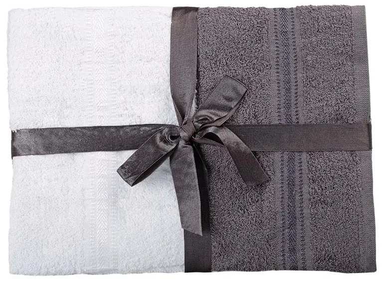 XPOSE® Darčekové balenie uterákov ARIEL - tmavo sivé/biele 4ks