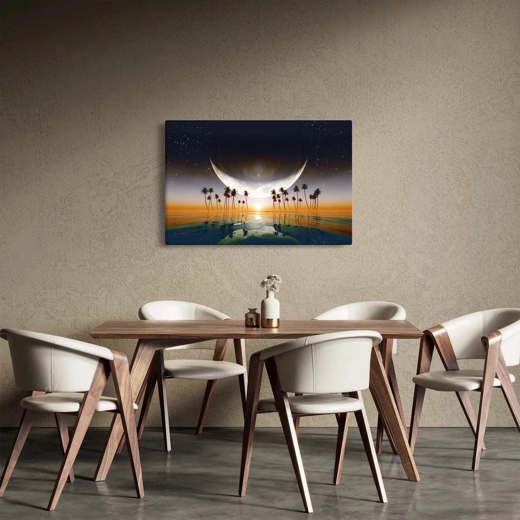 Obraz - Mesiac nad palmami (90x60 cm)
