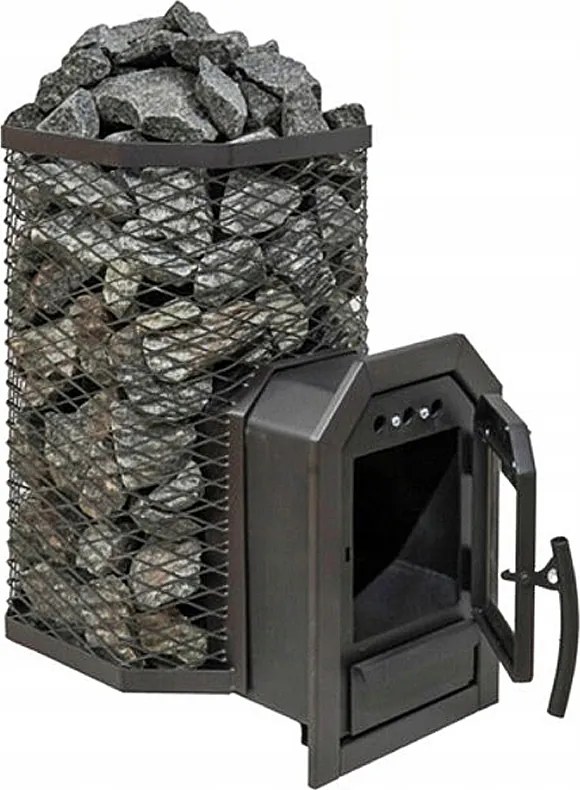 Saunová pec Cozy square 18 Tw 10,1 kW na drevo zvonku