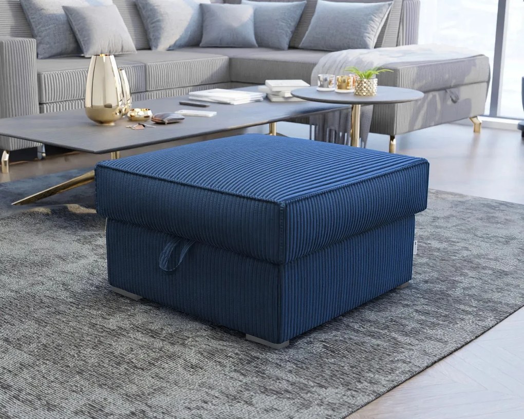 Tmavomodrý taburet SMART COSARO s úložným priestorom 65x65 cm