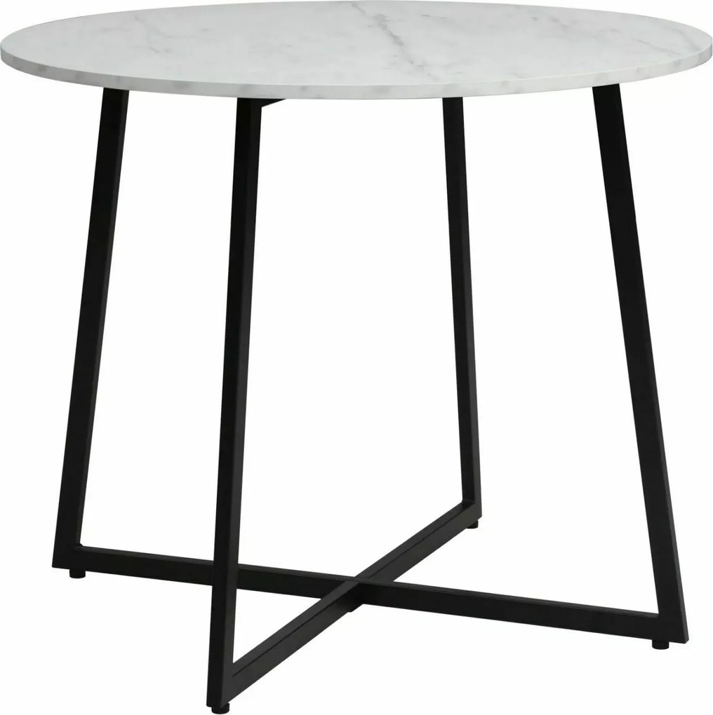 Jedálenský stôl Luna 90 cm biely mramor/čierny