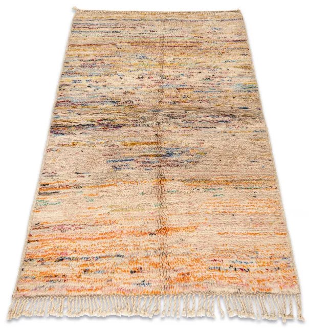 Ručne tkaný vlnený koberec BERBER MR4298 Beni Mrirt berber abstraktný, béžový / oranžový