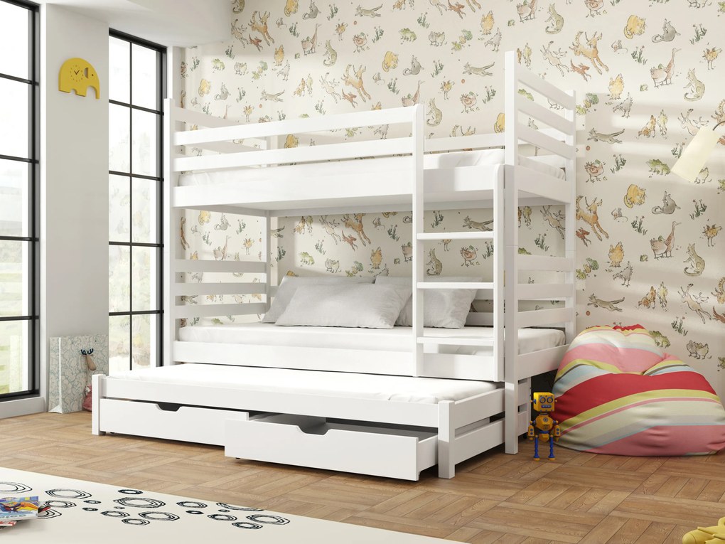 Detská posteľ 90 x 190 cm TORI (s roštom a úl. priestorom) (biela). Akcia -20%. Vlastná spoľahlivá doprava až k Vám domov. 1013273