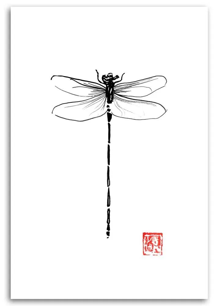 Gario Obraz na plátne Čiernobiela vážka - Péchane Rozmery: 40 x 60 cm