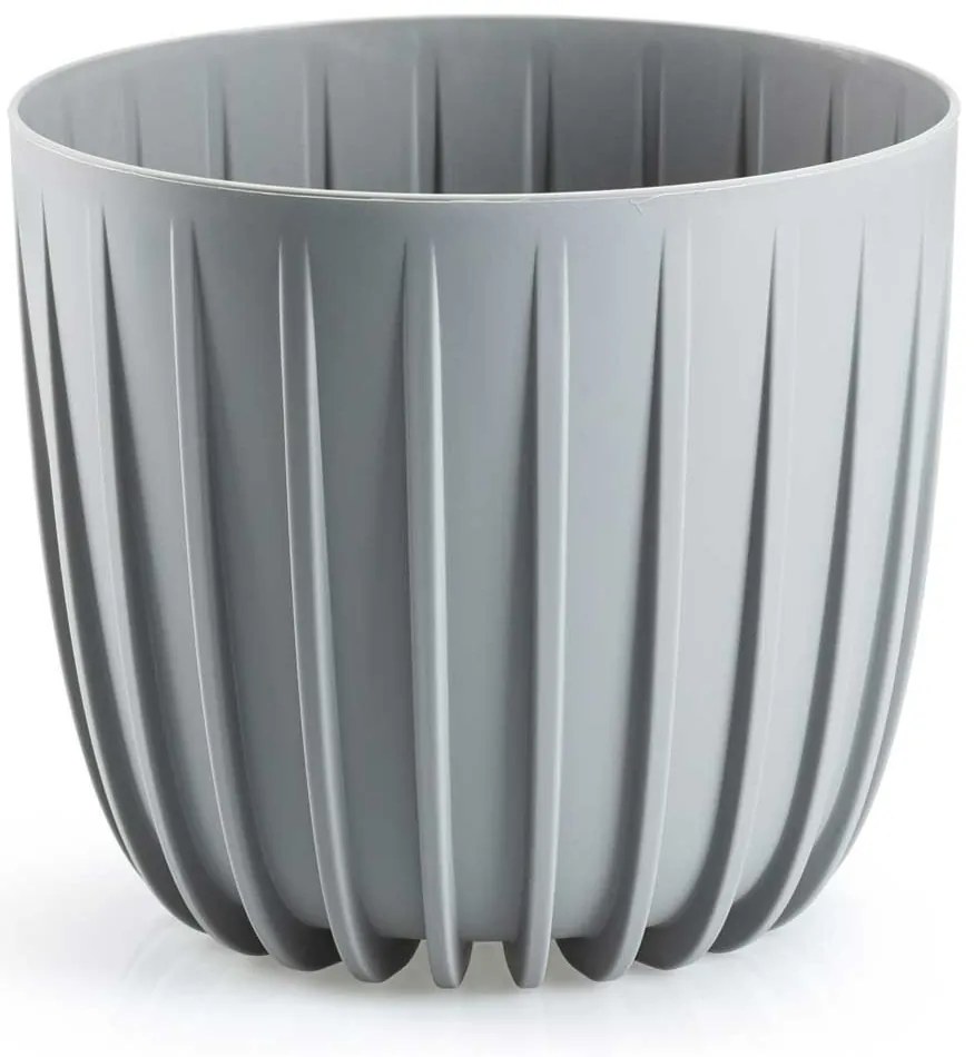 PLASTOVÝ KVETINÁČ STRIPPED 18X15,5 CM SIVÁ