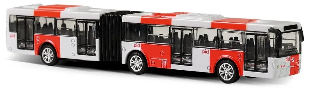 RAPPA Kovový kĺbový autobus DPP - PID Praha červený, 18 cm