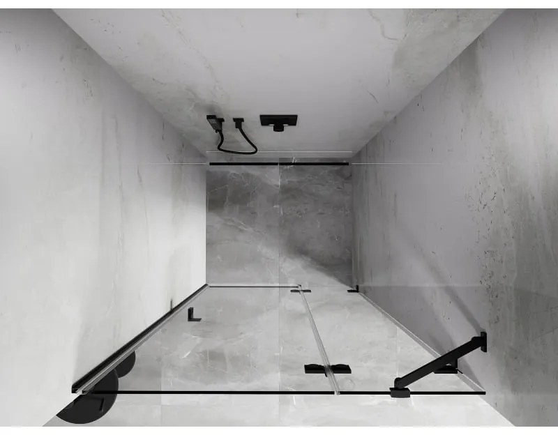 Mexen, Mexen Lunar pravé otočné sprchové dvere 105 cm, transparentné, čierne - 834-105-000-70-00-P