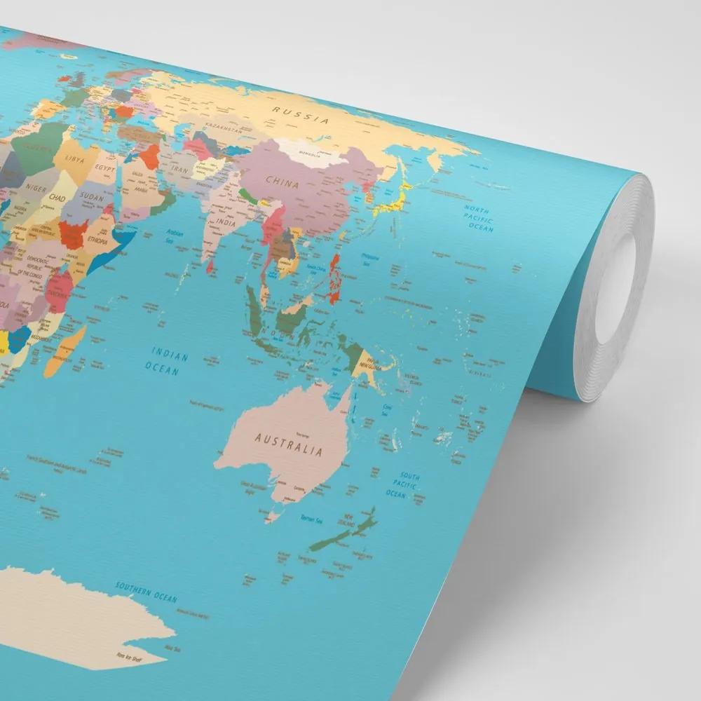 Samolepiaca tapeta mapa sveta s názvami - 150x100