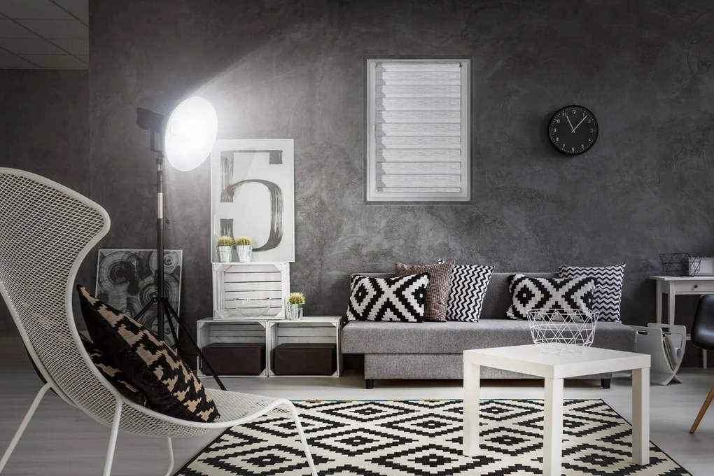 FEXI Roleta Deň a noc, Hesián, Biela, E 001 Šírka rolety: 30 cm, Výška rolety: 150 cm, Strana a farba mechanizmu: Ľavá - Hnedá