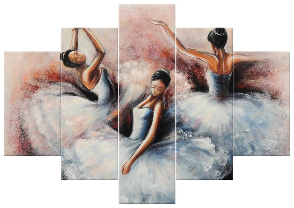 Gario Ručne maľovaný obraz Nádherné baletky - 5 dielny Rozmery: 100 x 70 cm