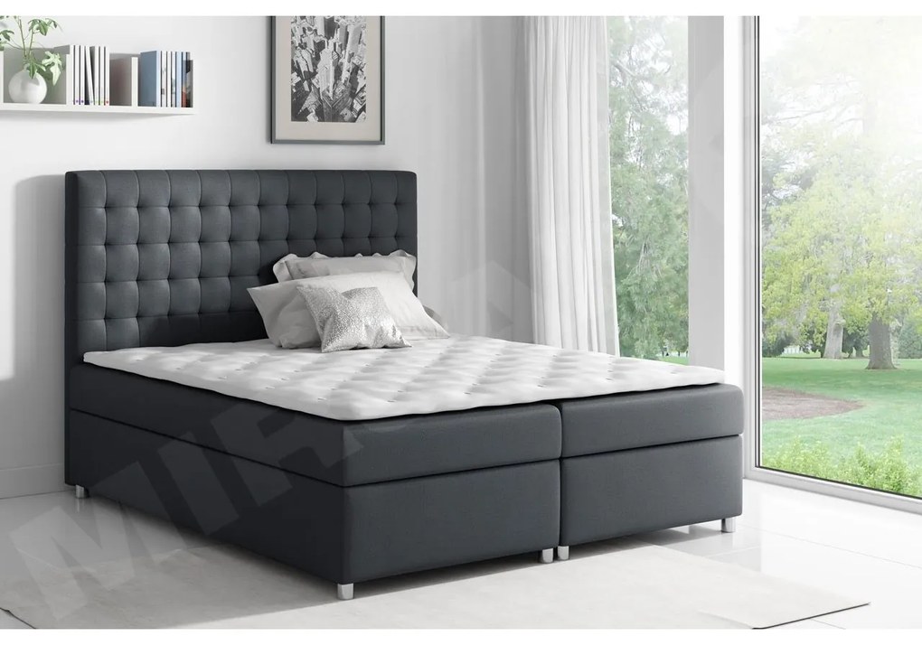 Posteľ kontinentálna Alfi, Rozmer postele: 140x200, Dostupné poťahy: ekokoža Soft 017 (biela)