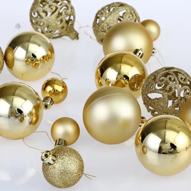 Sada vianočných závesných dekorácií REGALO zlatá (100 ks)