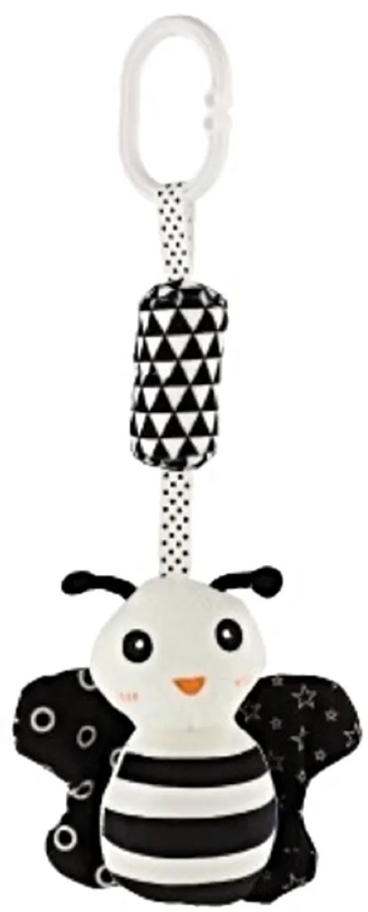 Hrkálka na postieľku/kočík včielka, 30cm - čiernobiely